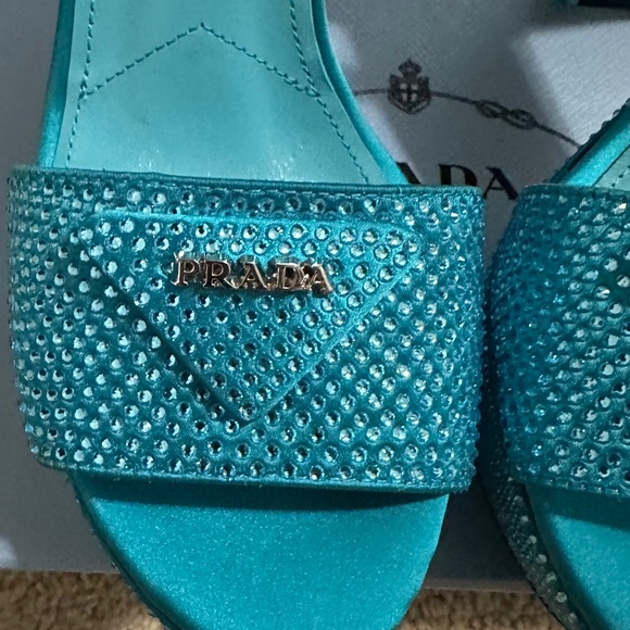 Prada Crystal Ankle-Strap Platform Sandals. - Picture 5 of 6